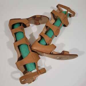 SIGERSON MORRISON TAN LEATHER  KNEE HIGH GLADIATOR SANDAL WOMEN SZ 8B